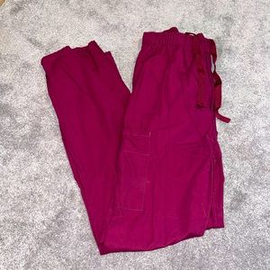 LANDAU Burgundy Work Scrub Pants size Medium with Elastic Waistband